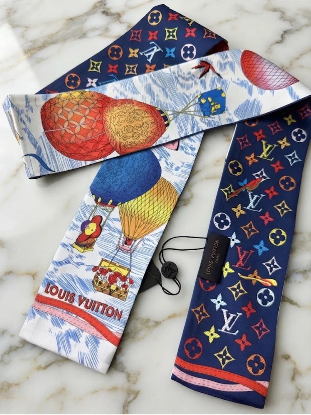 Louis Vuitton From The Cloud BB Bandeau Silk Hot Air Balloon Monogram Scarf